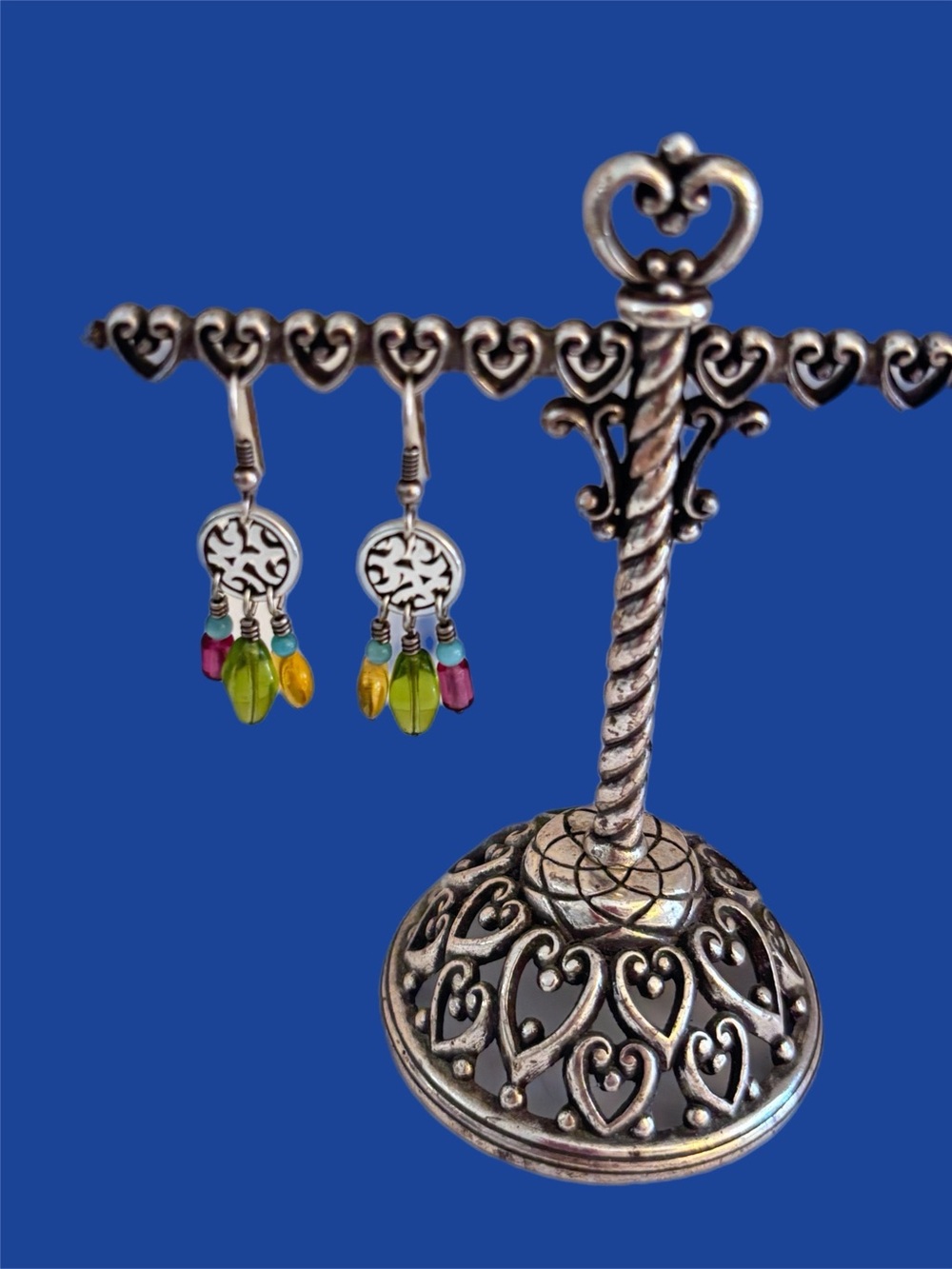 Brighton Multicolor Bead Dangle Earrings - Green, Yellow, Pink, Blue